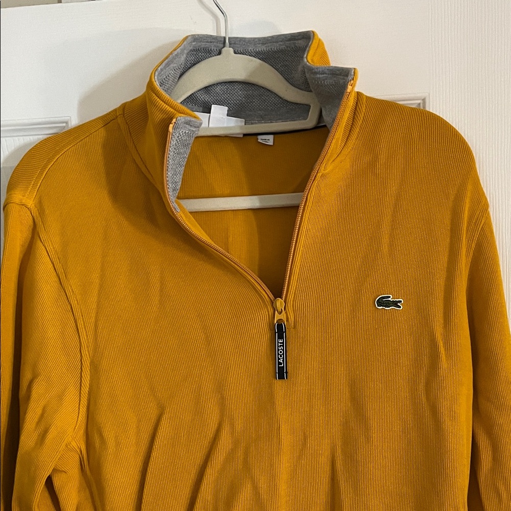 Lacoste Men's Mustard Zip-Up Sweater